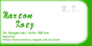 marton kotz business card